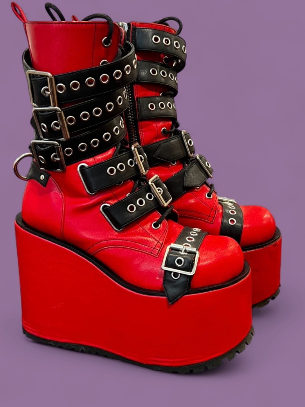 Current Mood x Dolls Kill - Hell Raiders Wedge Boots
